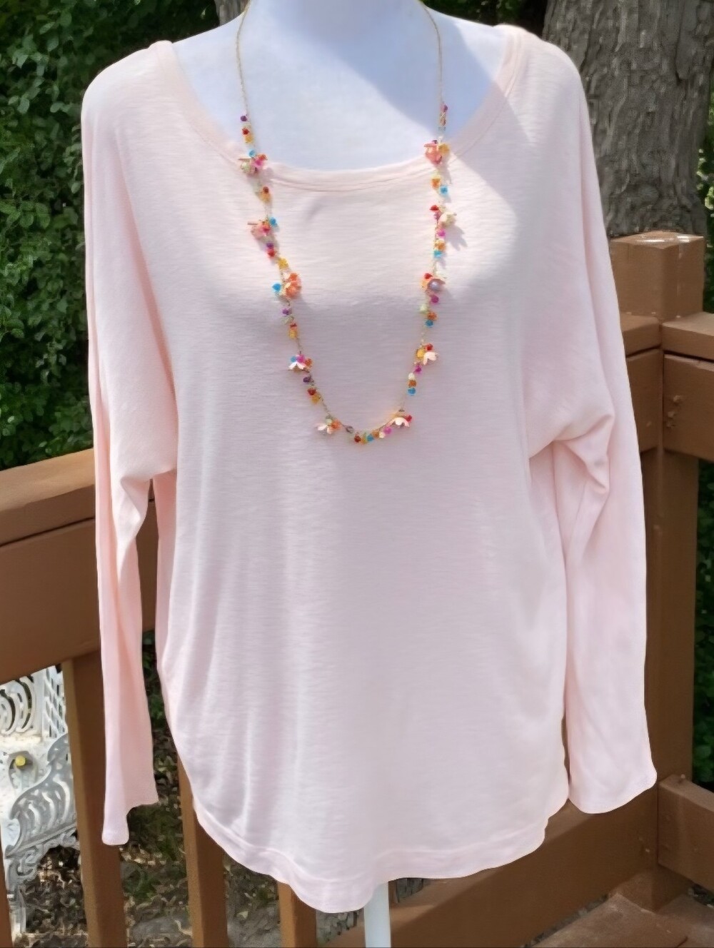 Cynthia Rowley Light Pink Bat Wing Sleeve w/ Button Down Back Women's Large EUC